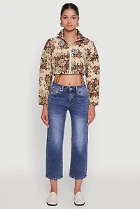 Womens Daisy Patterned Jacquard Cropped Jacket, Multi, Size M