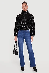 Shine Zip Front Puffer Jacket