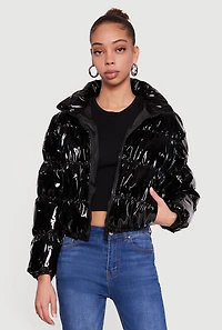 Shine Zip Front Puffer Jacket
