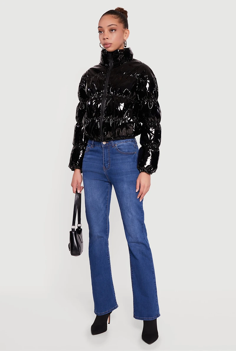 Shine Zip Front Puffer Jacket