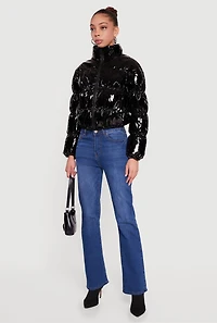 Shine Zip Front Puffer Jacket