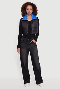 Color Blocked Drawstring Hem Puffer Vest