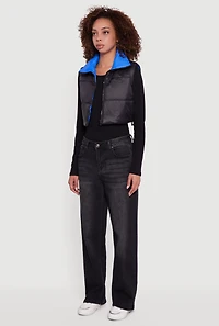 Color Blocked Drawstring Hem Puffer Vest