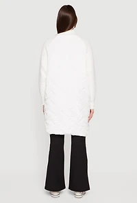 Knit Insert Quilted Open Front Jacket