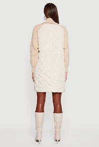 Knit Insert Quilted Open Front Jacket