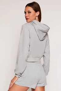 Fleece Lined Cropped Pullover Hoodie