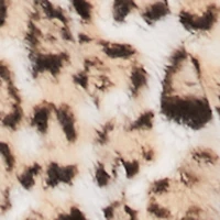 Animal Print Faux Fur Cropped Zip Front Bomber Jacket