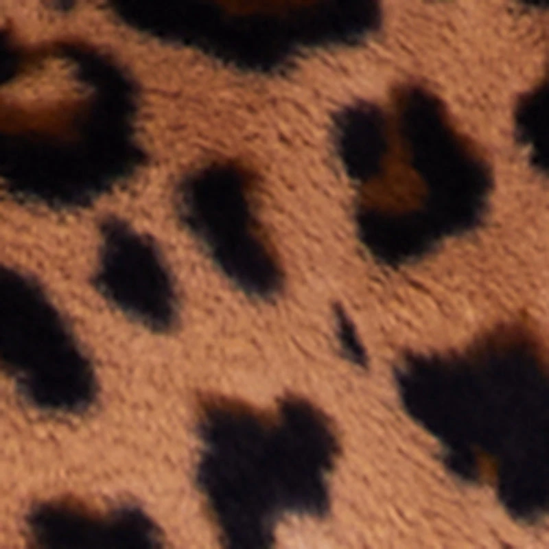 Animal Print Faux Fur Cropped Zip Front Bomber Jacket