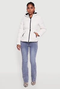 Faux Fur Lined Hooded Puffer Jacket with Belt