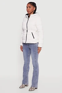 Faux Fur Lined Hooded Puffer Jacket with Belt