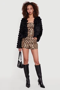 Tiered Shaggy Faux Fur Jacket