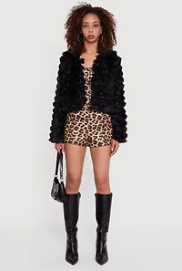 Tiered Shaggy Faux Fur Jacket