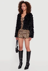 Tiered Shaggy Faux Fur Jacket