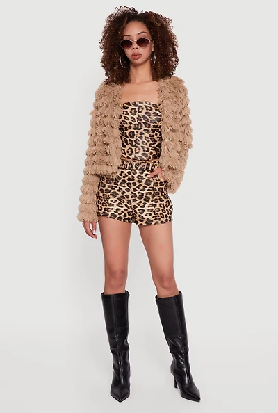 Tiered Shaggy Faux Fur Jacket