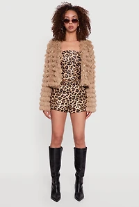 Tiered Shaggy Faux Fur Jacket