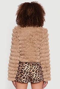 Tiered Shaggy Faux Fur Jacket