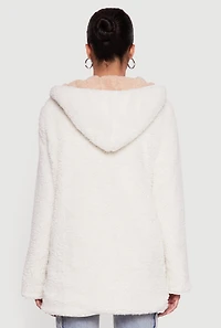 Hooded Color Blocked Reversible Sherpa Jacket