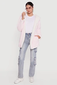 Hooded Color Blocked Reversible Sherpa Jacket