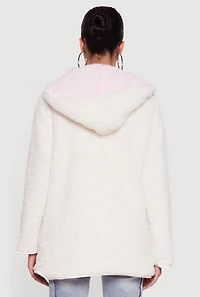 Hooded Color Blocked Reversible Sherpa Jacket