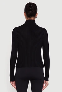 Womens Quilted Puffer Jacket with Ribbed Knit Sleeves, Black, Size S