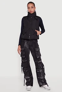 Almost Famous Quilted Puffer Vest with Bows