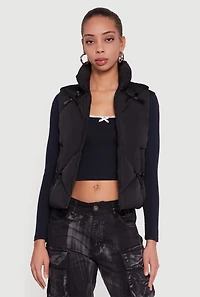 Almost Famous Quilted Puffer Vest with Bows