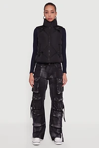 Almost Famous Quilted Puffer Vest with Bows