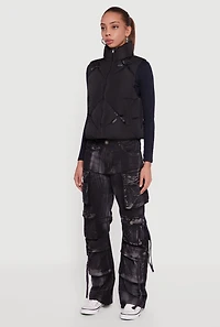 Almost Famous Quilted Puffer Vest with Bows