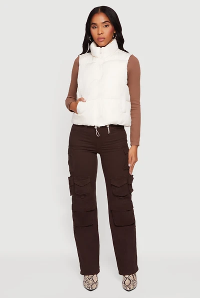 Almost Famous Mock Neck Zip Front Puffer Vest