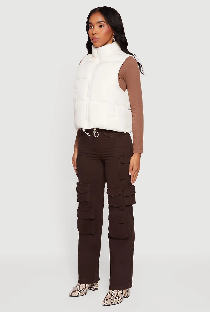 Almost Famous Mock Neck Zip Front Puffer Vest