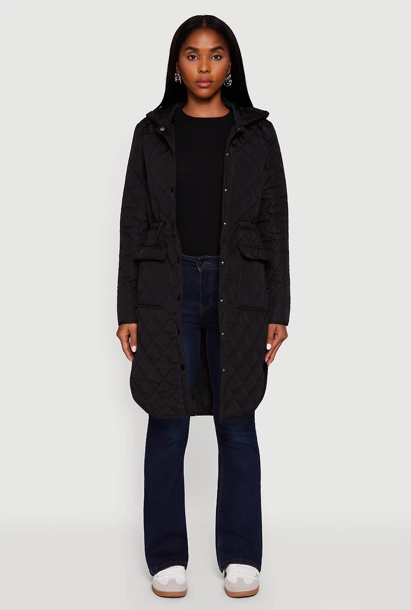 Almost Famous Quilted Hooded Puffer Jacket