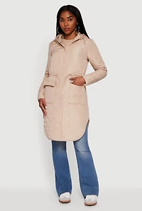 Womens Almost Famous Quilted Hooded Puffer Jacket, L