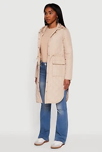 Womens Almost Famous Quilted Hooded Puffer Jacket, L
