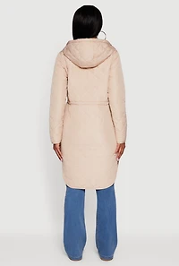 Womens Almost Famous Quilted Hooded Puffer Jacket, L