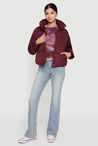 Almost Famous Mock Neck Zip Front Puffer Jacket