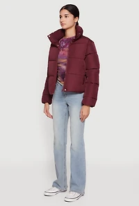 Almost Famous Mock Neck Zip Front Puffer Jacket