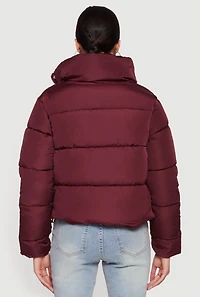 Almost Famous Mock Neck Zip Front Puffer Jacket