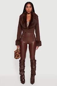 Cropped Denim Jacket with Removable Collar and Cuffs