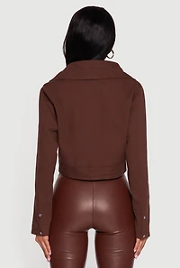 Cropped Denim Jacket with Removable Collar and Cuffs