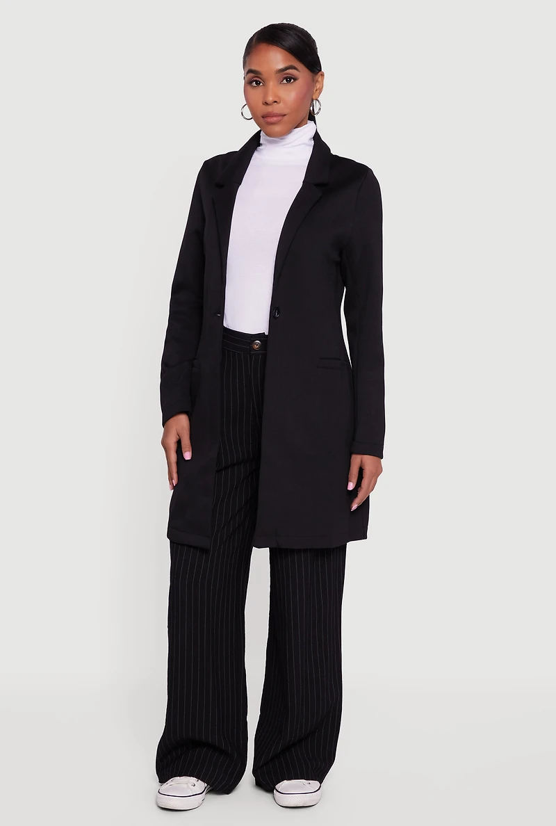 Womens Stylish Collared Button Front Jacket, Black, Size S