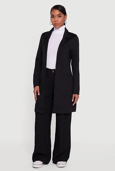 Womens Stylish Collared Button Front Jacket, Black, Size S