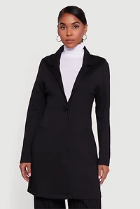 Womens Stylish Collared Button Front Jacket, Black, Size S