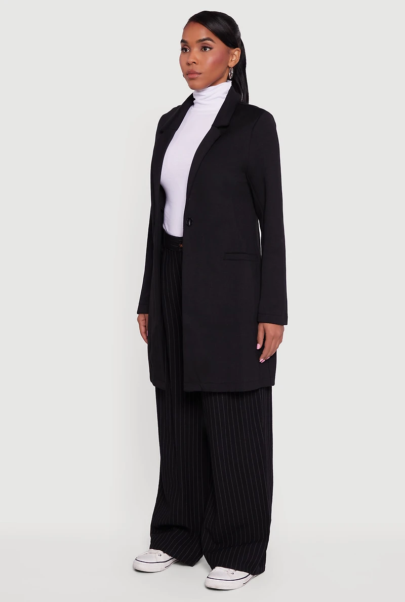 Womens Stylish Collared Button Front Jacket, Black, Size S