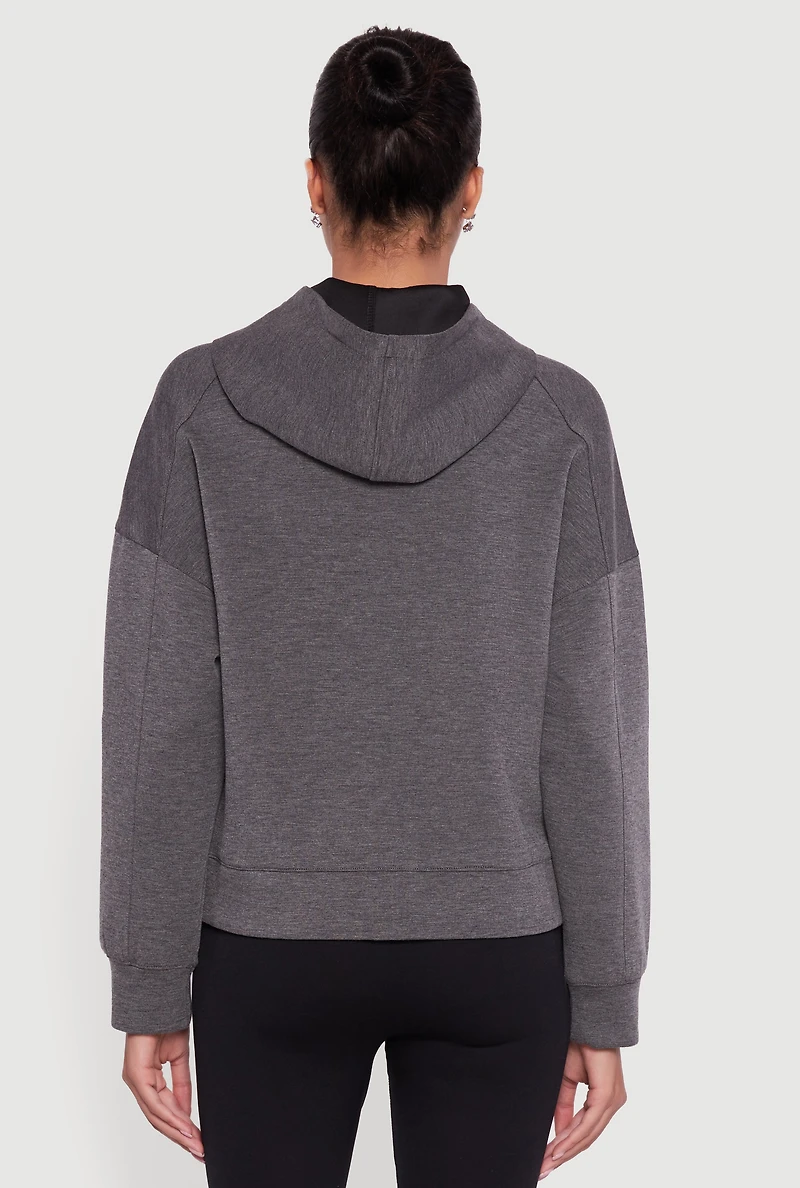 Drop Shoulder Long Sleeve Zip Front Hoodie