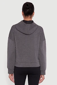 Drop Shoulder Long Sleeve Zip Front Hoodie