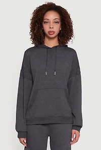 Womens Fleece Kangaroo Pocket Pullover Hoodie,