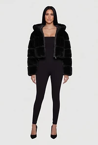 Faux Fur Cropped Hooded Jacket
