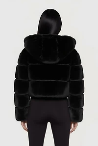 Faux Fur Cropped Hooded Jacket