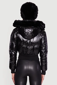 Puffer Jacket with Removable Faux Fur Hood