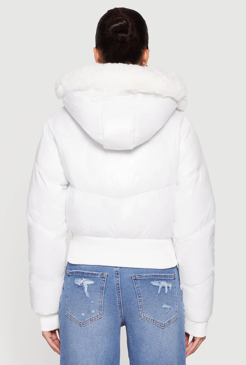 Puffer Jacket with Removable Faux Fur Hood